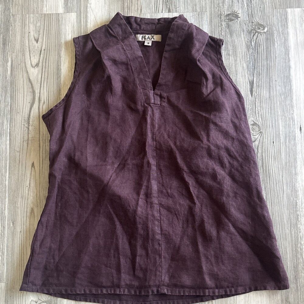 FLAX RSVP Linen Tank Top Maroon Plum Boho Natural Hippie Granola Size Small